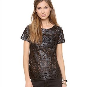 DVF sade laser cut leather tee